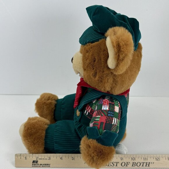 Vintage 1994 Kmart Teddy Bear Lane Christmas Bear Holiday Overalls Hat Bow 18" - Picture 13 of 13